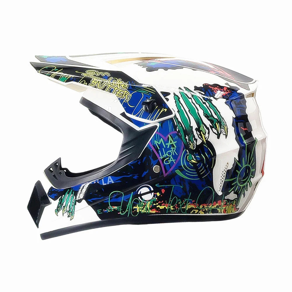 Dirt Bike Helmet Full Face Adjustable Visor Reinforced Chin Guard Ventilation