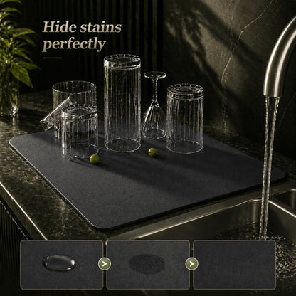 Dish Drying Mat Diatomaceous Earth Quick-Dry Non-Slip Base