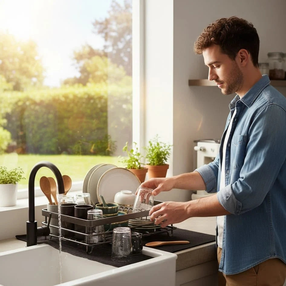 Dish Drying Rack Stainless Steel Foldable Space-Saving Design