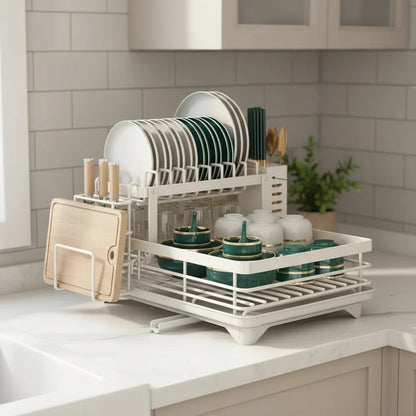 Dish Drying Rack Stainless Steel Foldable Space-Saving Design