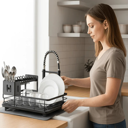 Dish Drying Rack Stainless Steel Foldable Space-Saving Design