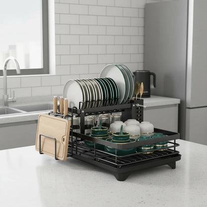 Dish Drying Rack Stainless Steel Foldable Space-Saving Design