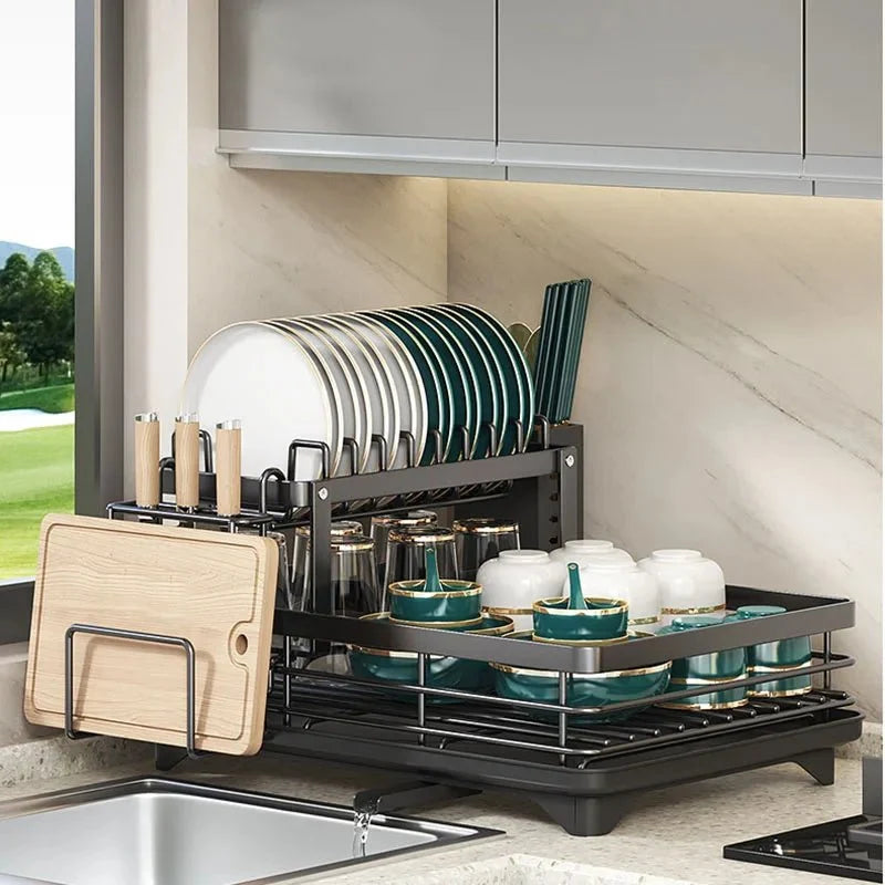 Dish Drying Rack Stainless Steel Foldable Space-Saving Design