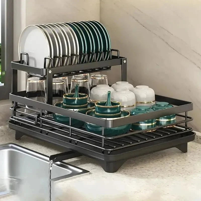 Dish Drying Rack Stainless Steel Foldable Space-Saving Design