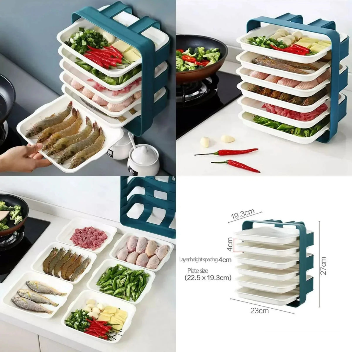 Dish Tray Organizer Six Trays Wall Or Table Mountable