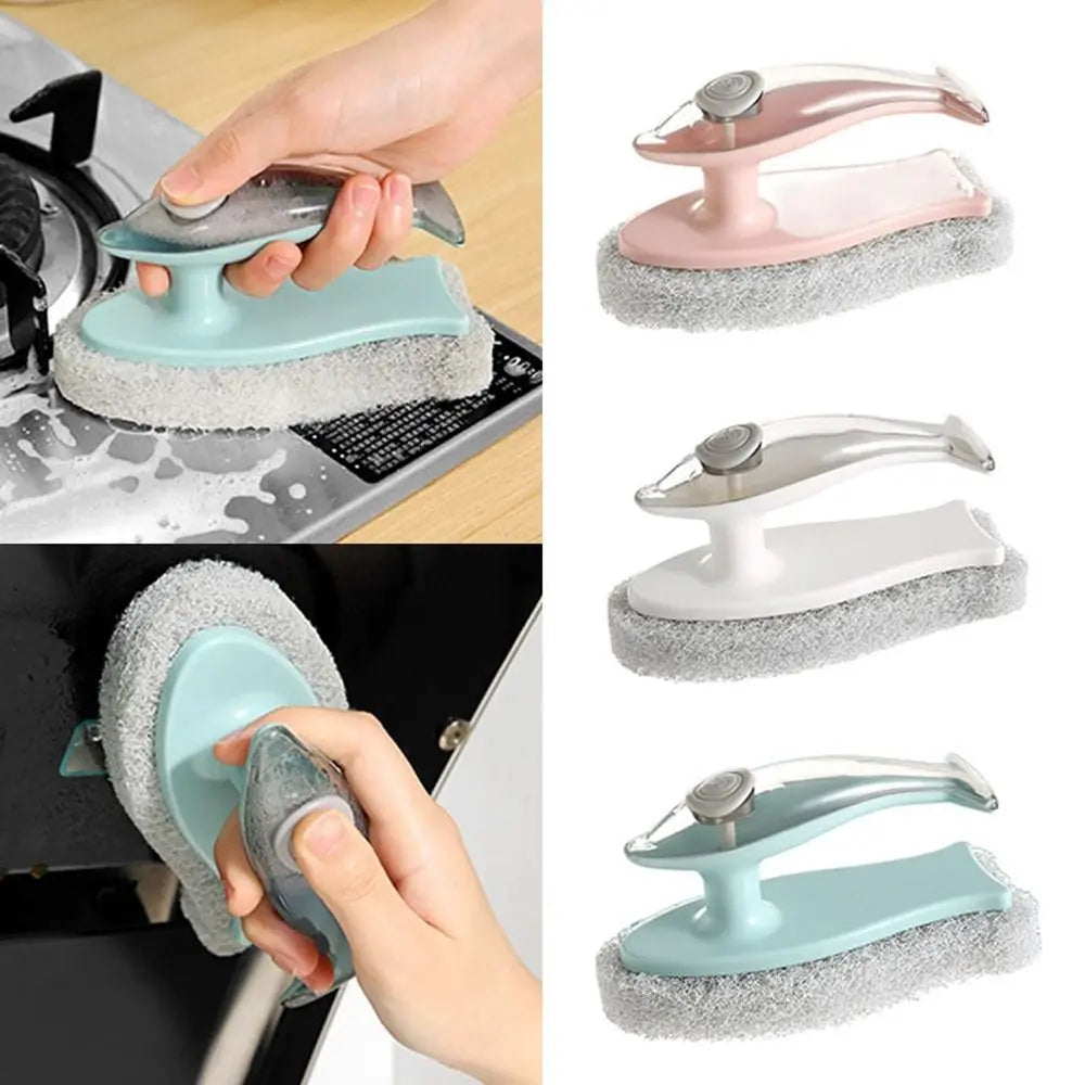 Dishwashing Brush Built-In Soap Dispenser Spring-Loaded Button