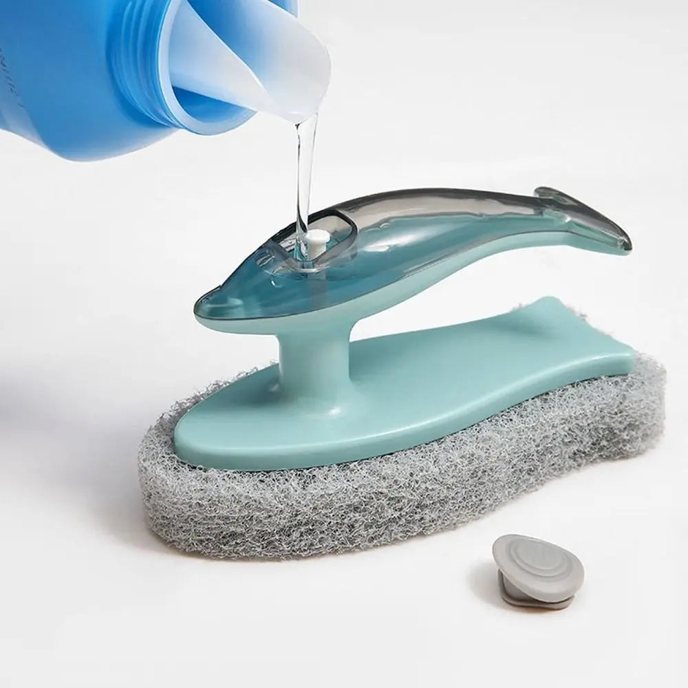 Dishwashing Brush Built-In Soap Dispenser Spring-Loaded Button