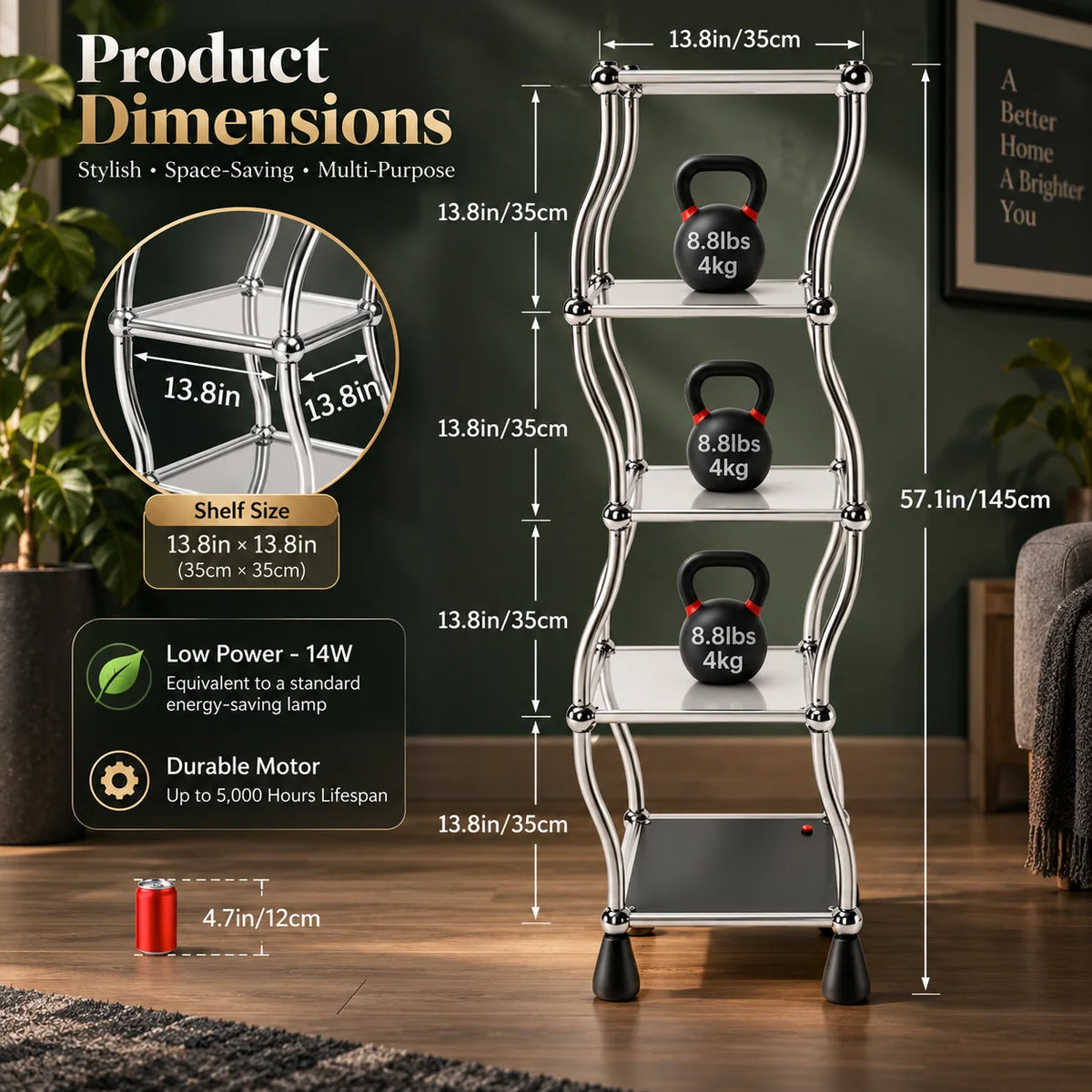 Display Shelf Motorized Rotating 5-Tier