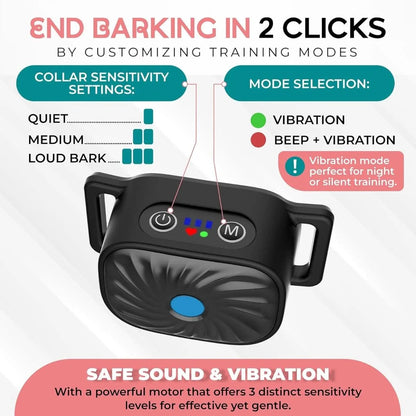 Dog Anti-Bark Collar Sound & Vibration Waterproof