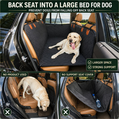 Dog Back Seat Cover Hard-Bottom Panel Mesh Window