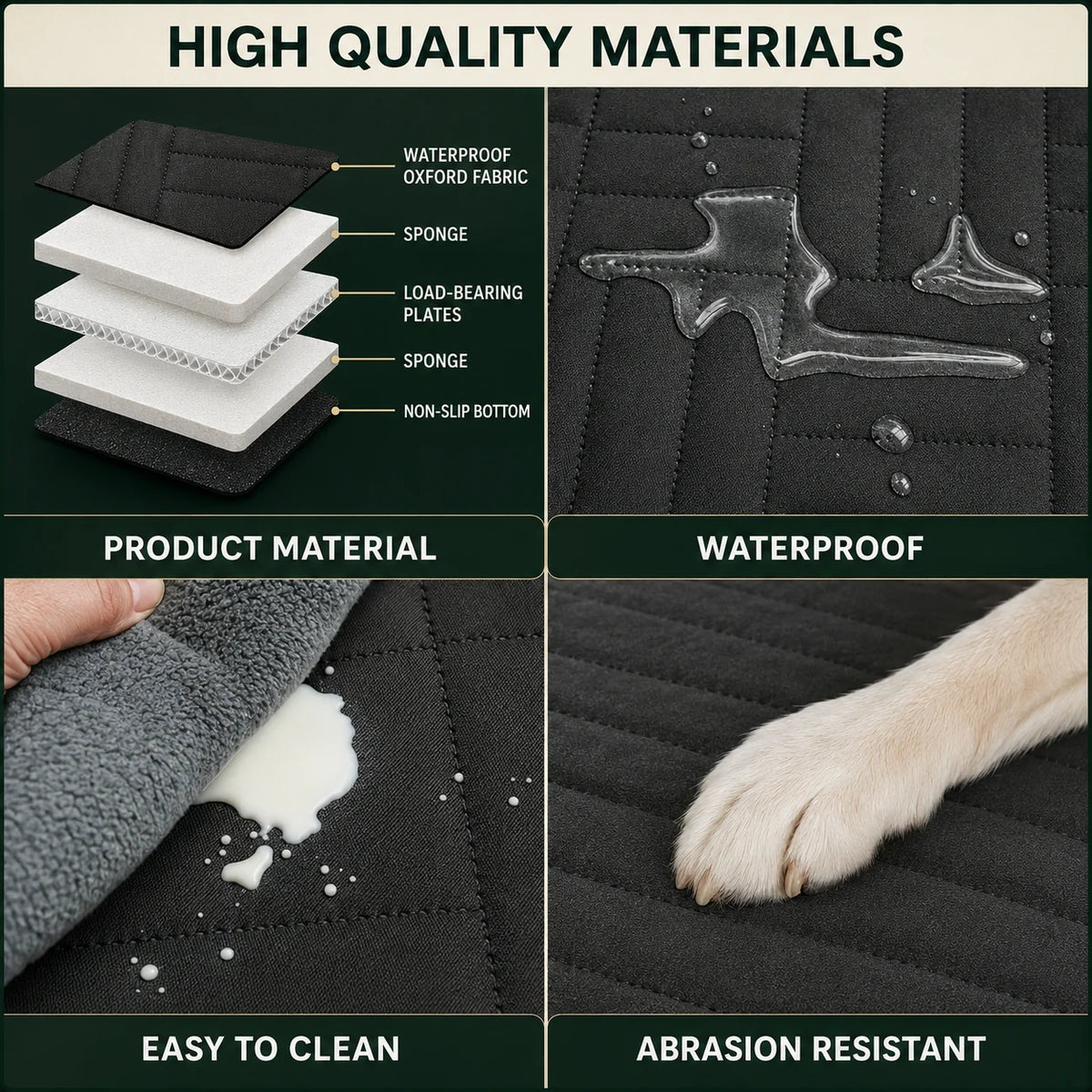 Dog Back Seat Cover Hard-Bottom Panel Mesh Window