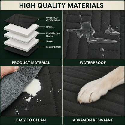 Dog Back Seat Cover Hard-Bottom Panel Mesh Window