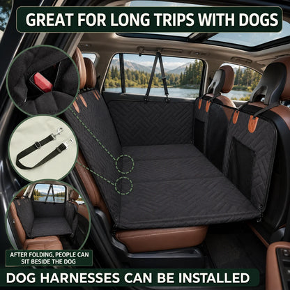 Dog Back Seat Cover Hard-Bottom Panel Mesh Window