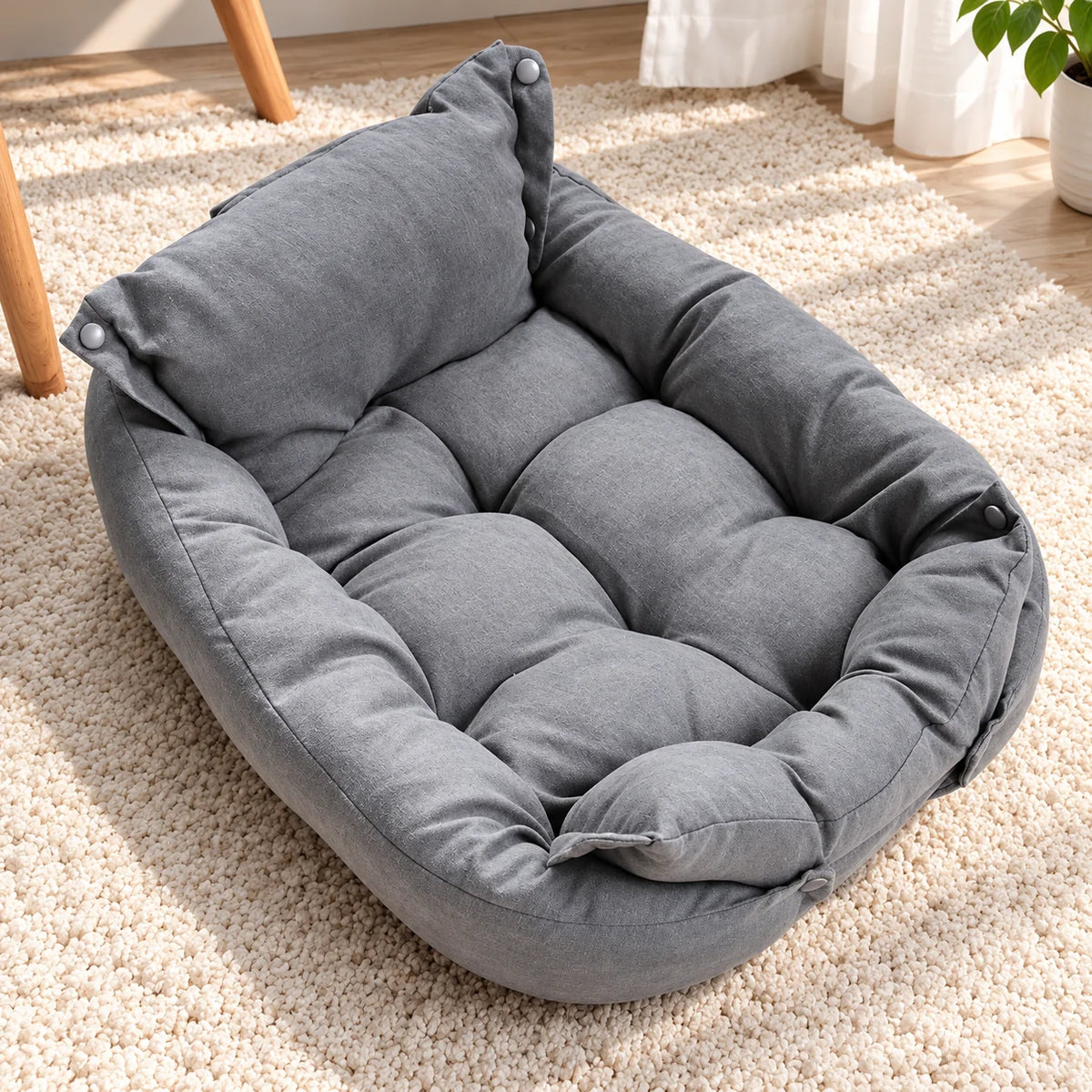 Dog Bed Convertible 3-in-1 Plush Cushioning Non-Slip Base