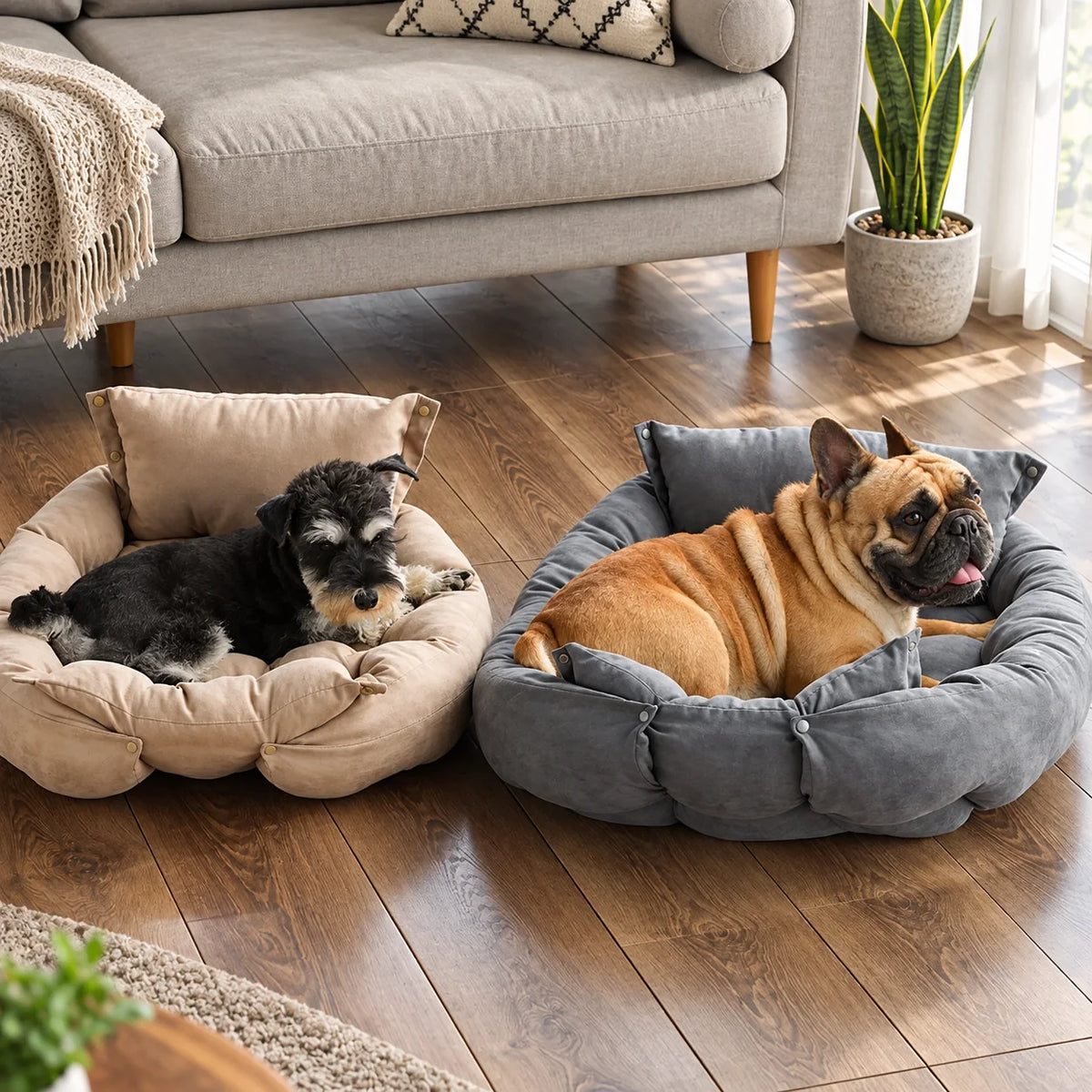 Dog Bed Convertible 3-in-1 Plush Cushioning Non-Slip Base
