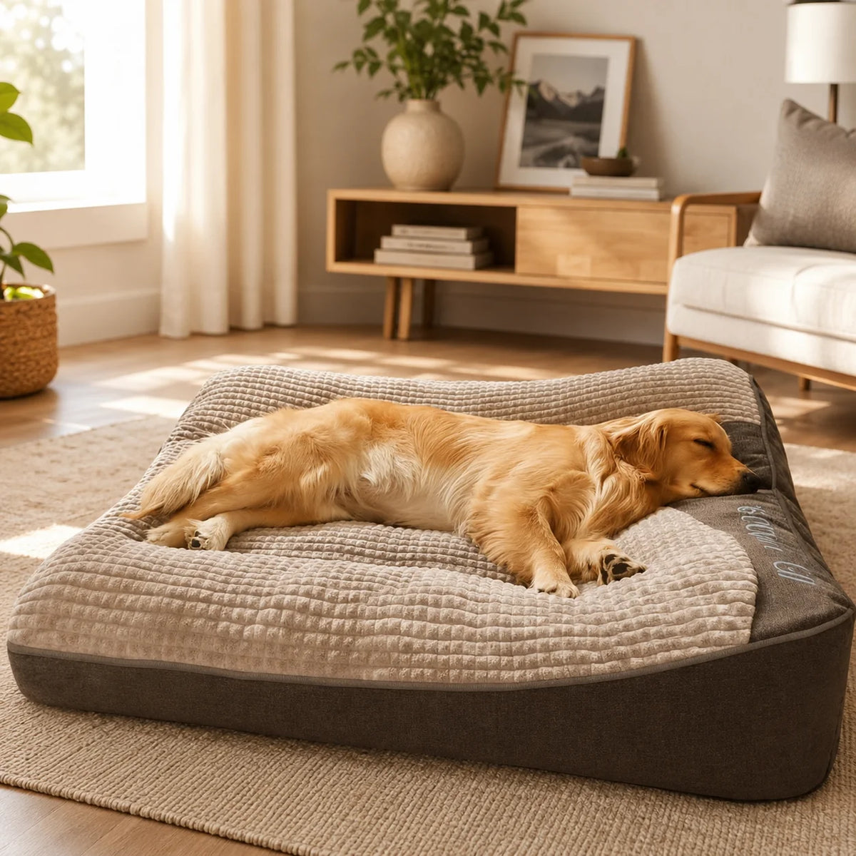 Dog Bed Orthopedic Bolster Scratch-Resistant Washable Cover