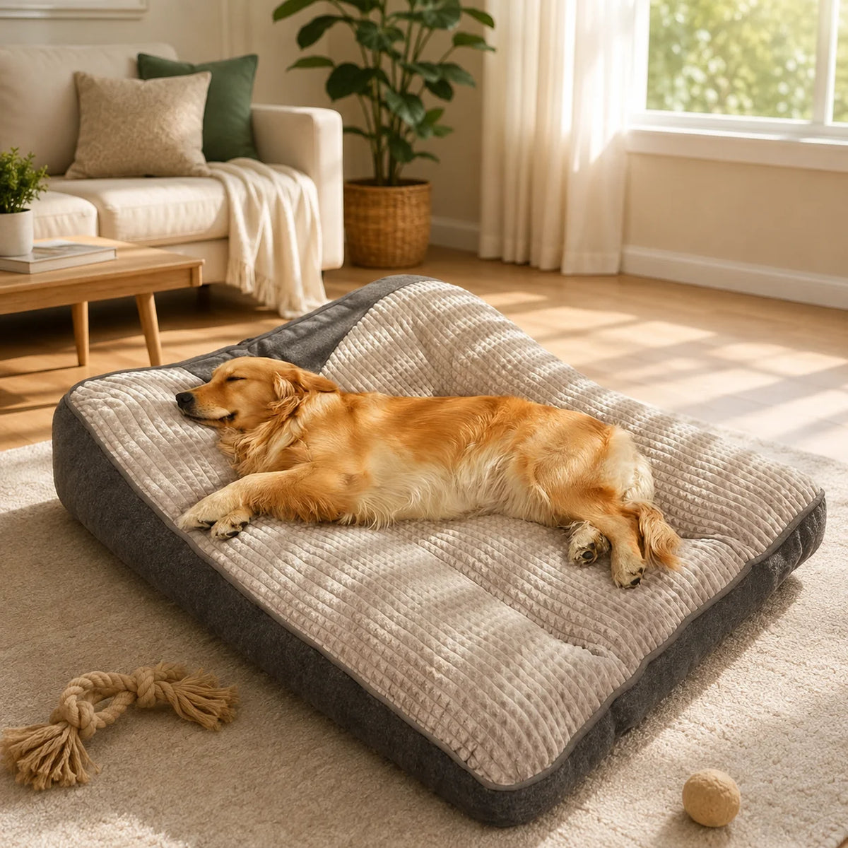 Dog Bed Orthopedic Bolster Scratch-Resistant Washable Cover