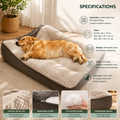 Dog Bed Orthopedic Bolster Scratch-Resistant Washable Cover
