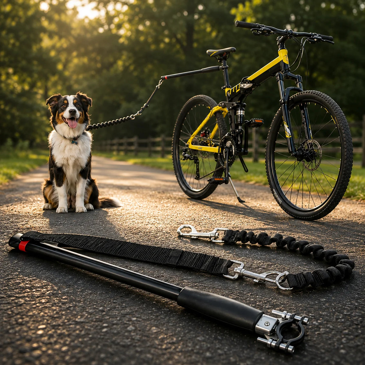 Dog Bike Leash Rigid Tow Rod Shock-Absorbing