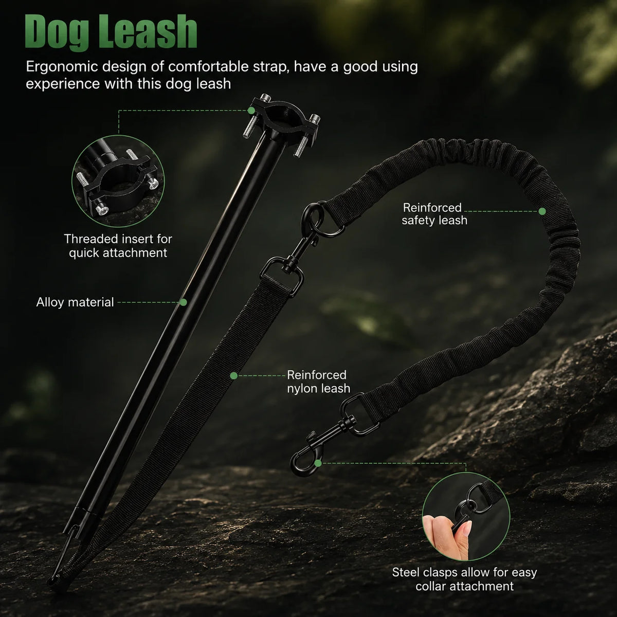 Dog Bike Leash Rigid Tow Rod Shock-Absorbing