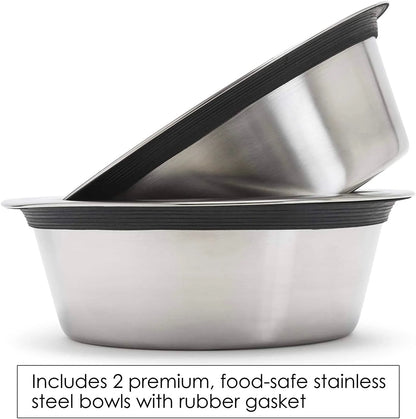 Dog Bowl Stand Elevated With Two Stainless Steel Bowls