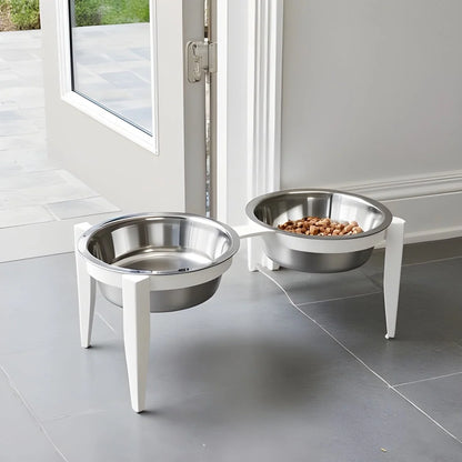 Dog Bowl Stand Elevated With Two Stainless Steel Bowls