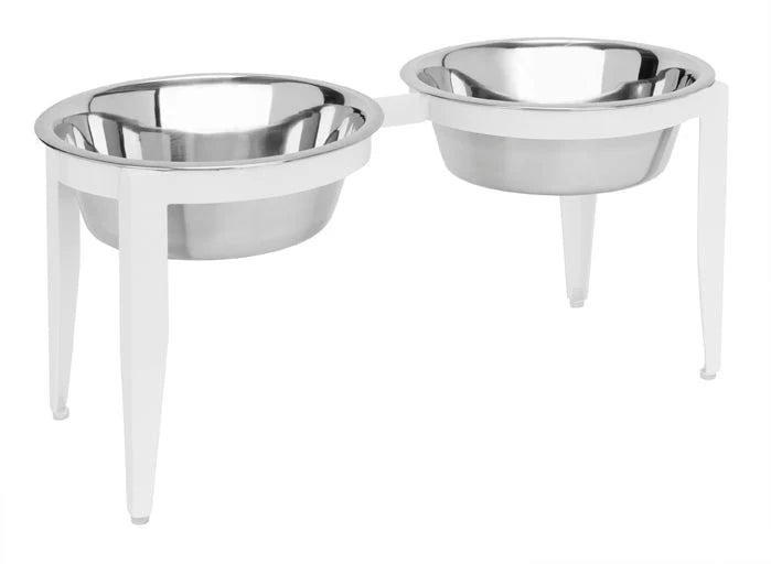 Dog Bowl Stand Elevated With Two Stainless Steel Bowls