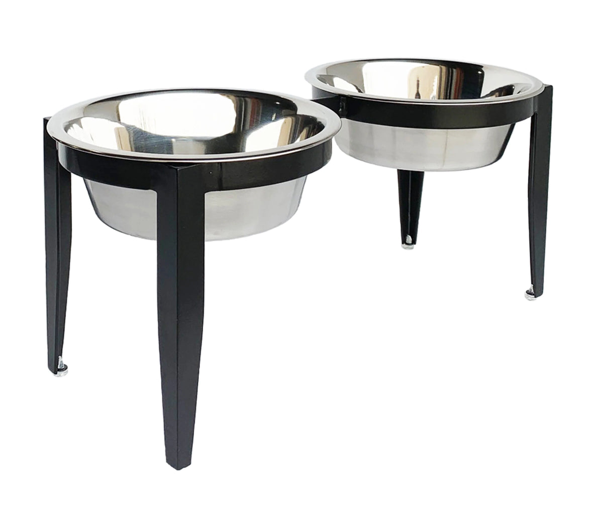 Dog Bowl Stand Elevated With Two Stainless Steel Bowls