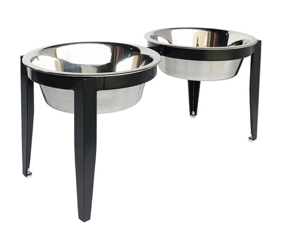 Dog Bowl Stand Elevated With Two Stainless Steel Bowls