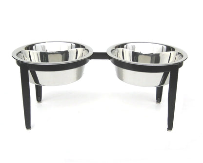 Dog Bowl Stand Elevated With Two Stainless Steel Bowls
