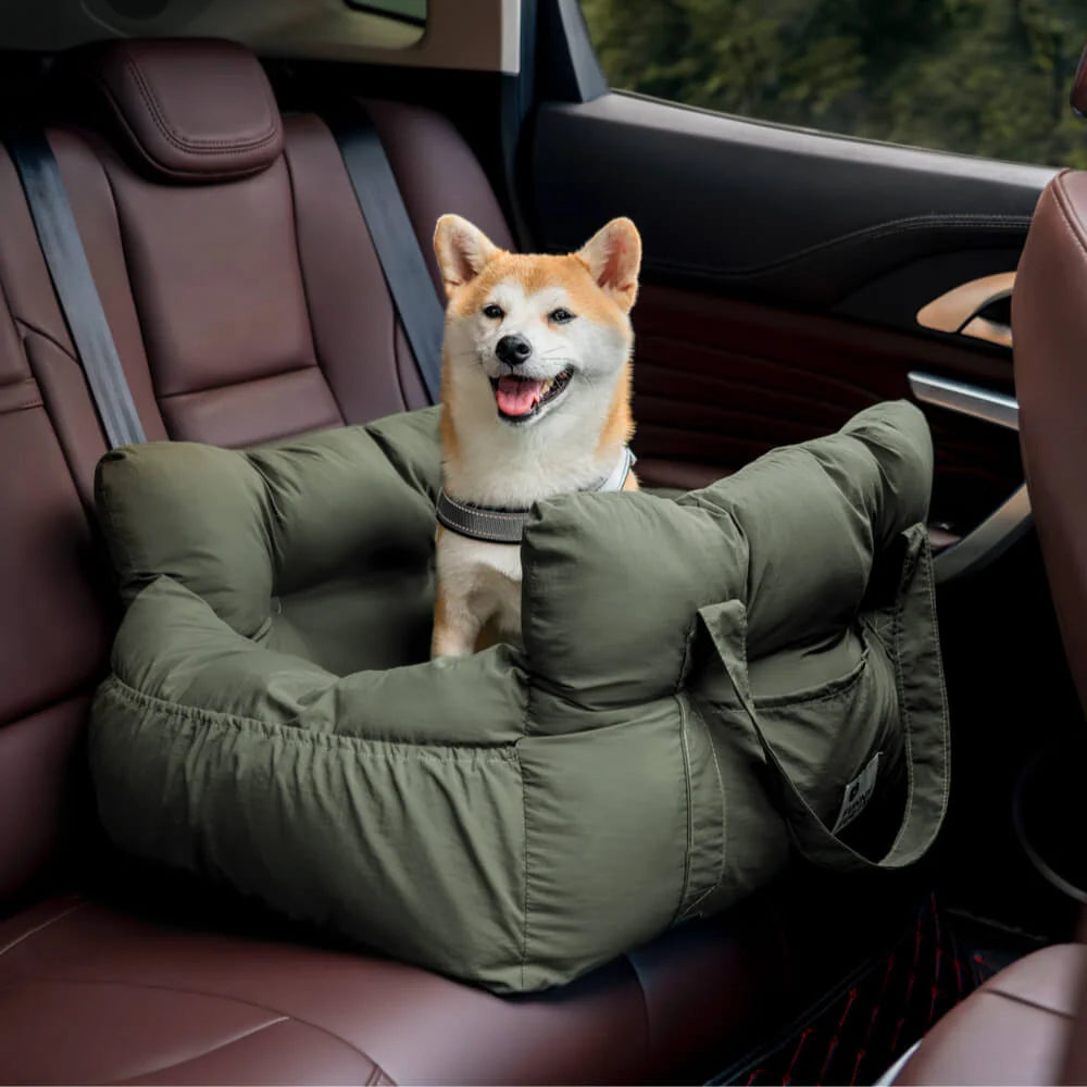 Dog Car Bed Plush Padded Machine-Washable Cover & Side Pockets