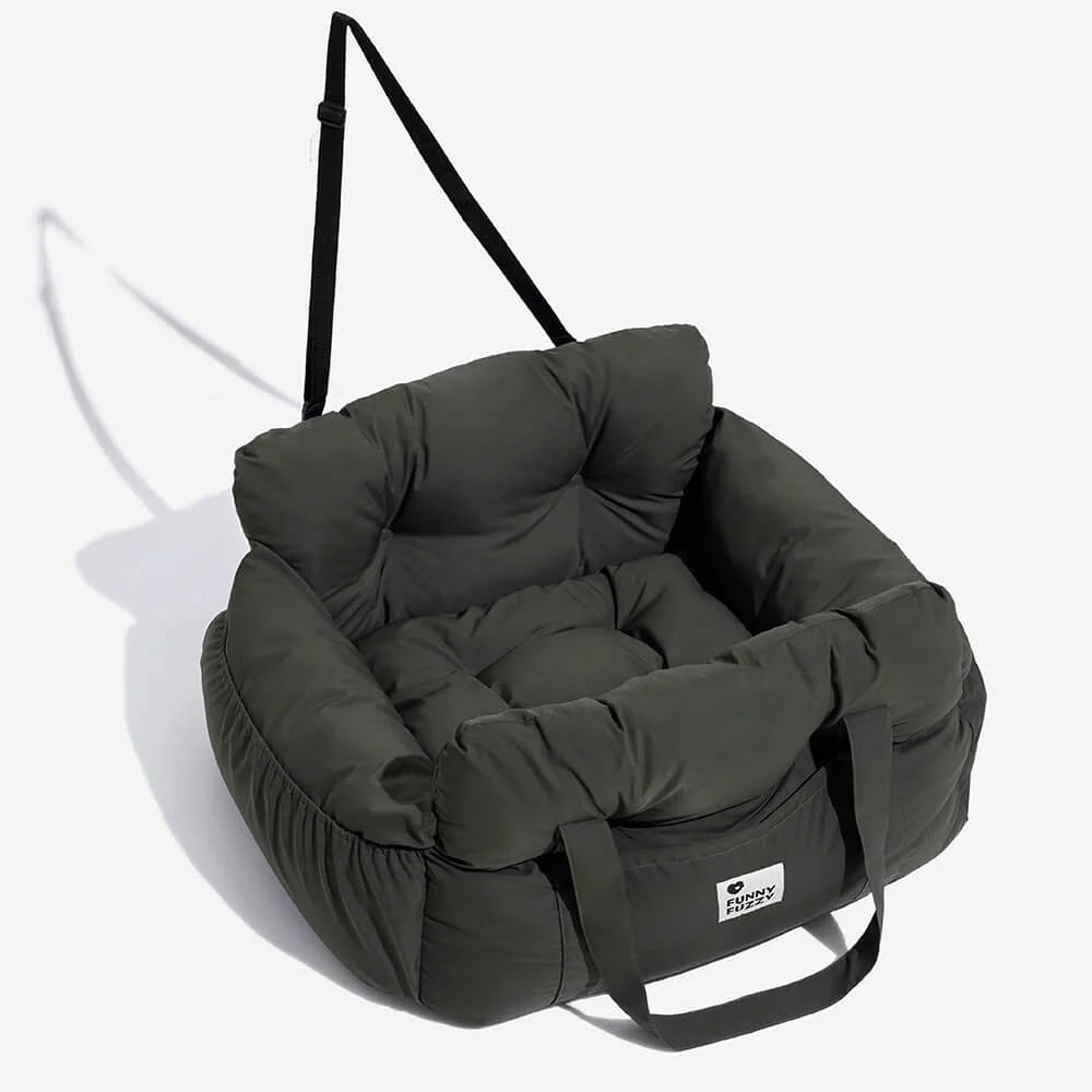Dog Car Bed Plush Padded Machine-Washable Cover & Side Pockets