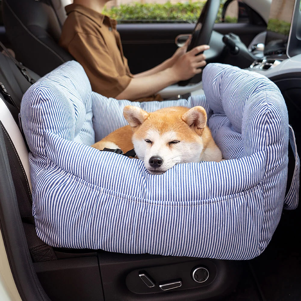 Dog Car Bed Plush Padded Machine-Washable Cover & Side Pockets