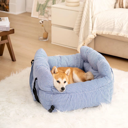 Dog Car Bed Plush Padded Machine-Washable Cover & Side Pockets