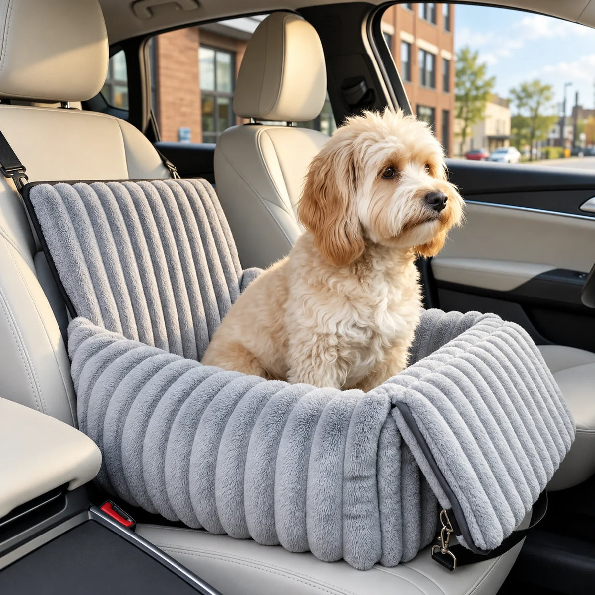 Dog Car Booster Seat Elevated Window View Plush Padded