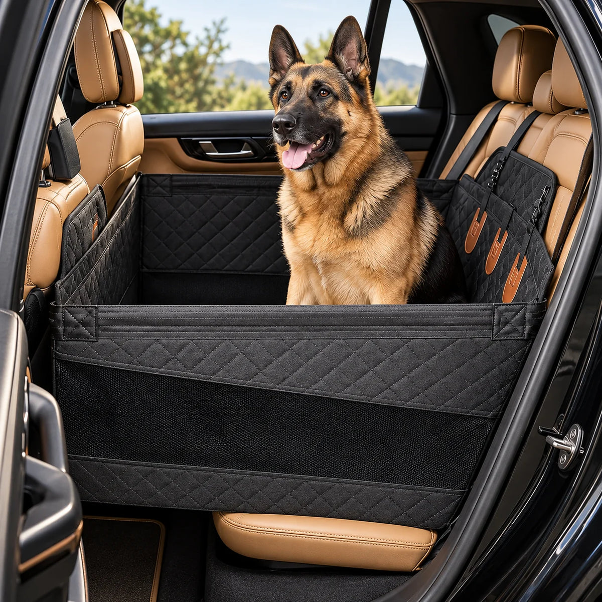 Dog Car Seat Hard Base Water-Repellent & Padded Walls