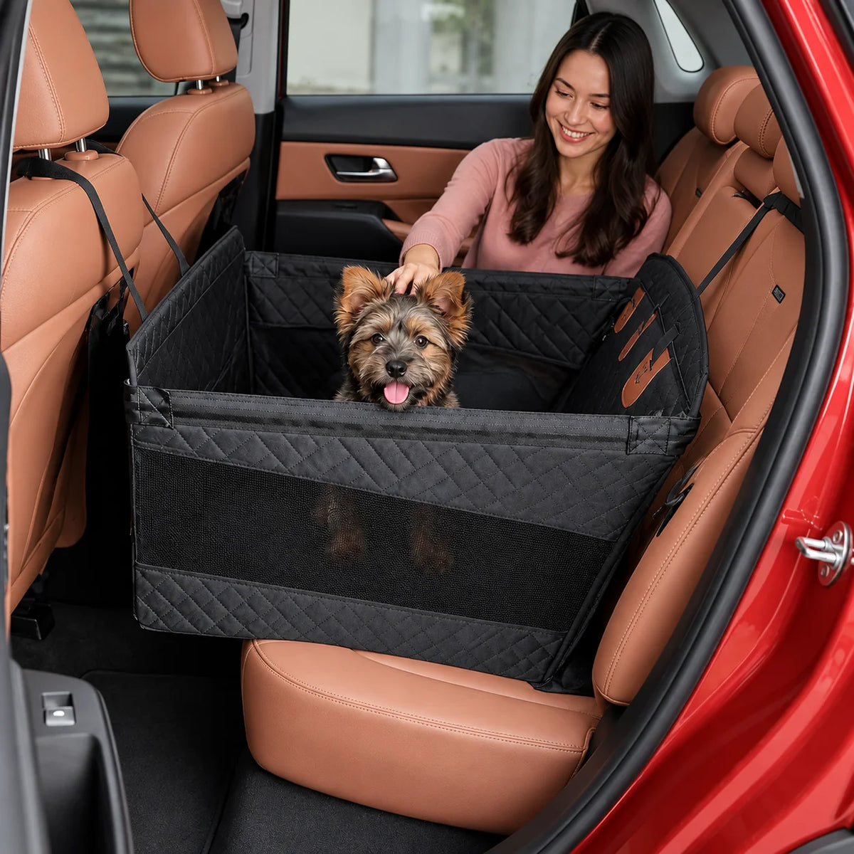 Dog Car Seat Hard Base Water-Repellent & Padded Walls