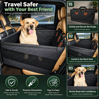 Dog Car Seat Hard Base Water-Repellent & Padded Walls