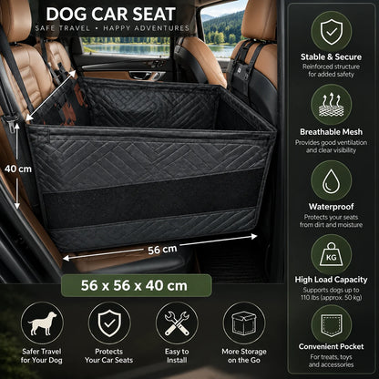 Dog Car Seat Hard Base Water-Repellent & Padded Walls