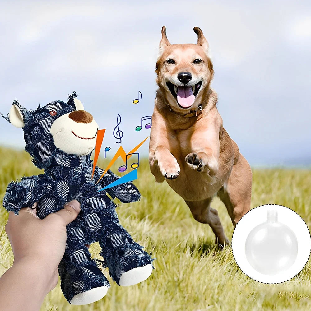 Dog Chew Toy Durable Chew-Proof Cotton Plush & Squeaker