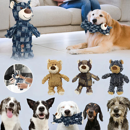 Dog Chew Toy Durable Chew-Proof Cotton Plush & Squeaker