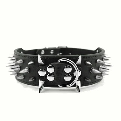 Dog Collar Leather Adjustable Metal Spikes For Large Dogs