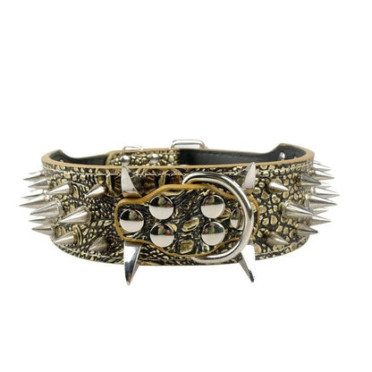 Dog Collar Leather Adjustable Metal Spikes For Large Dogs