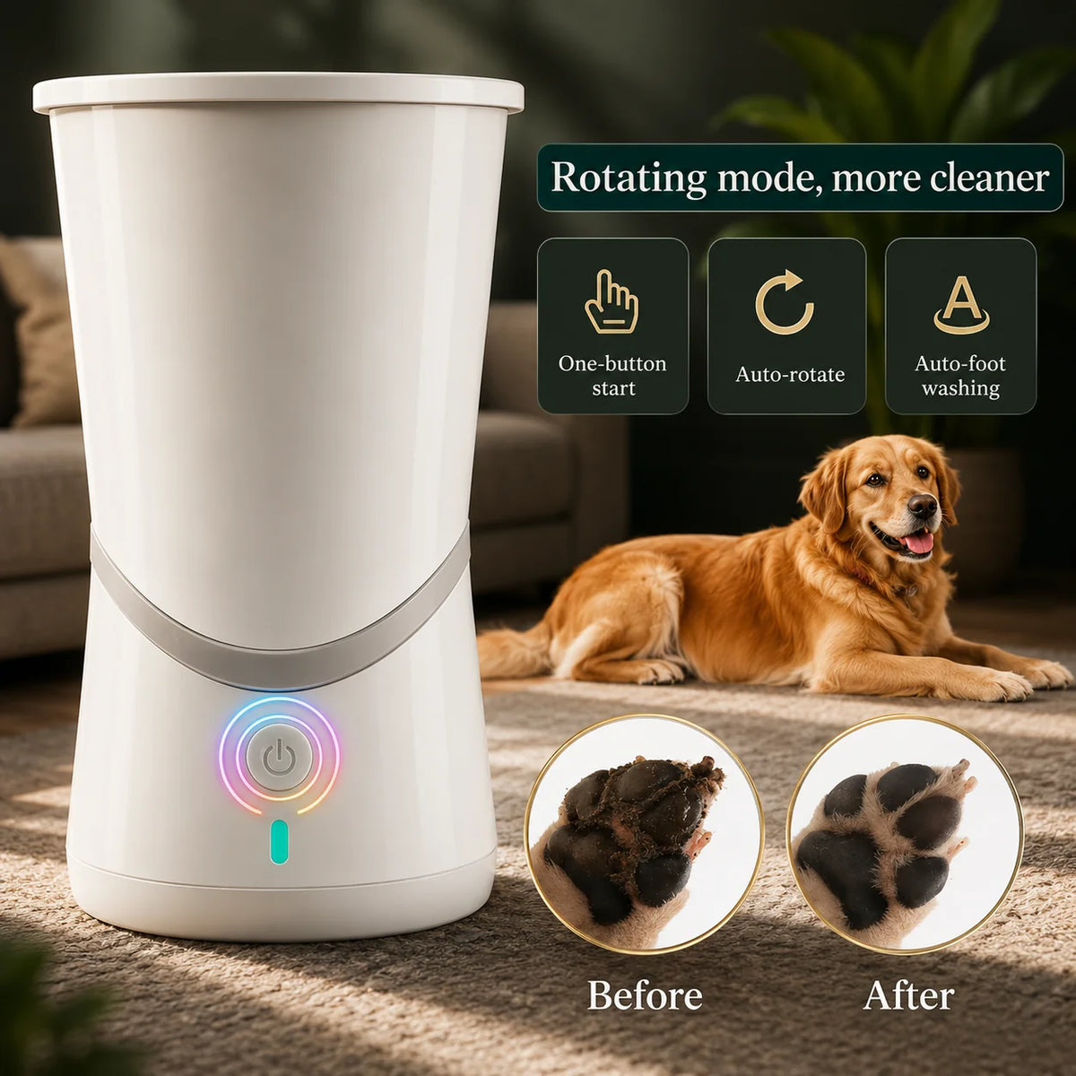 Dog Paw Cleaner Automatic Rechargeable Silicone Bristles