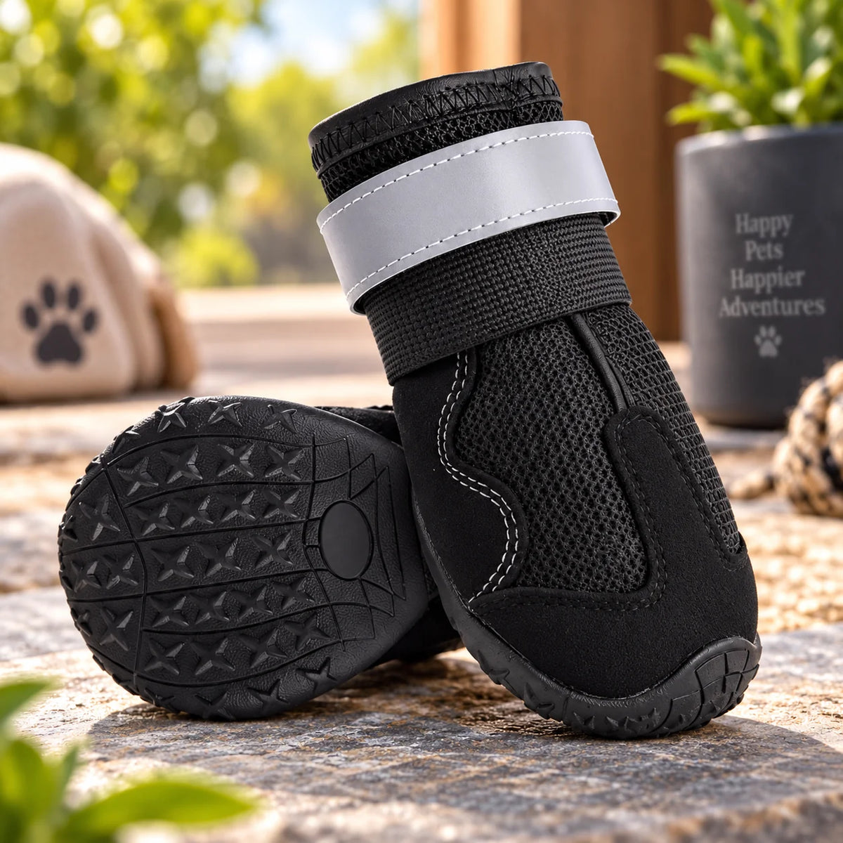 Dog Shoes Anti-Slip Sole & Reflective Straps