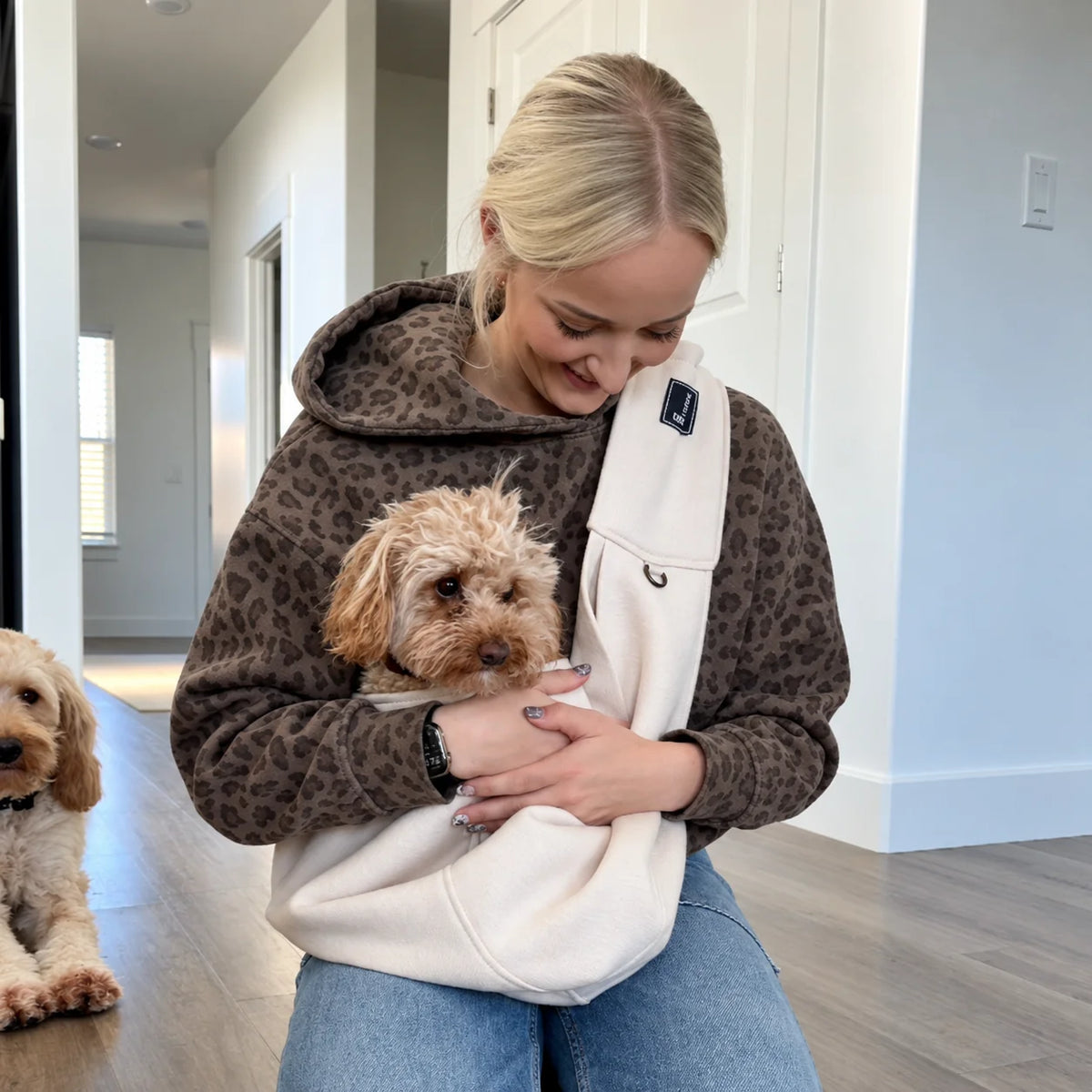 Dog Sling Carrier Padded Crossbody Safety Buckle