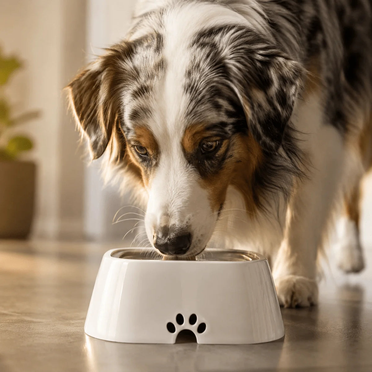 Dog Water Bowl Floating Plate & Non-Slip Base