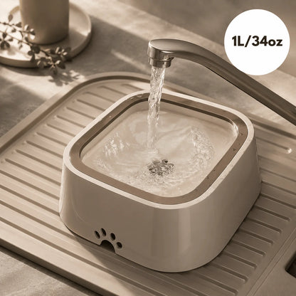 Dog Water Bowl Floating Plate & Non-Slip Base