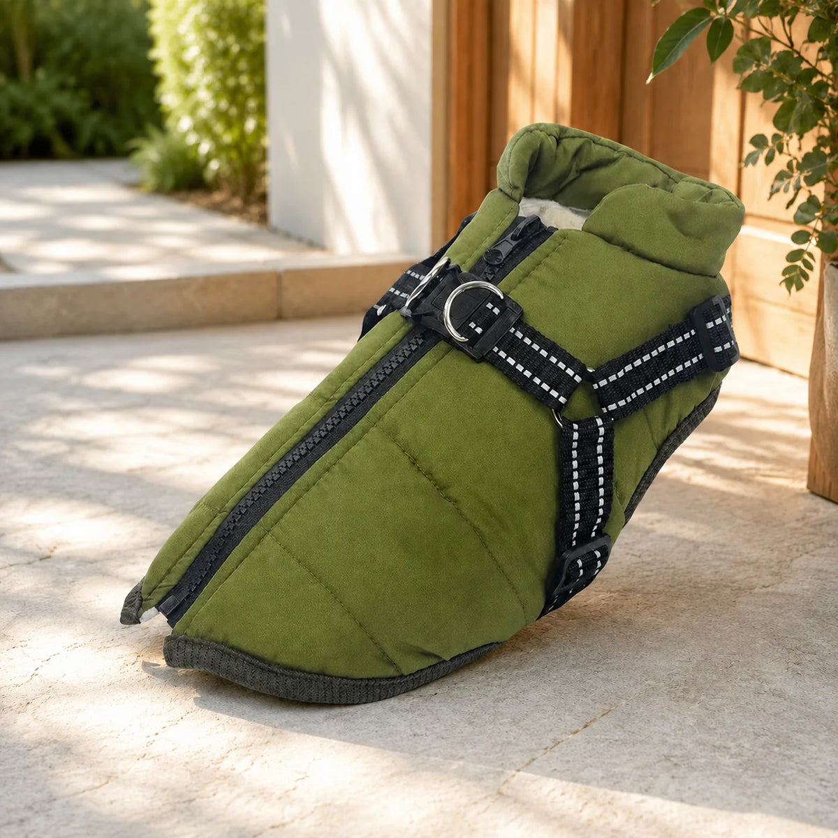 Dog Winter Coat Fleece-Lined Wind-Blocking Polyester Adjustable Straps