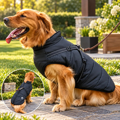 Dog Winter Coat Waterproof Shell & Sherpa Lining Built-In Harness